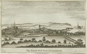 Lichfield - South West View: copper-plate engraving, nd [late 18th cent] by School English