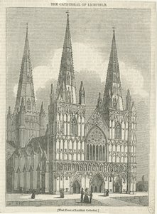 Lichfield Cathedral - West Front: woodcut engraving
