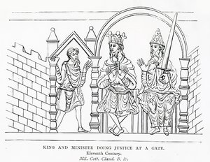 King and Minister Doing Justice at a Gate by School English