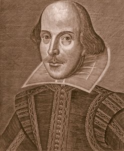 Portrait of William Shakespeare, engraved by Martin Droeshout by School English