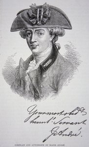 The portrait and autograph of Major John Andre by School English