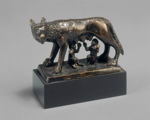 Romulus and Remus Suckled by a She-wolf by School Florentine