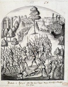 Battle of Quimperlé between Messire Louis of Spain and the people of the Countess of Montfort by School French