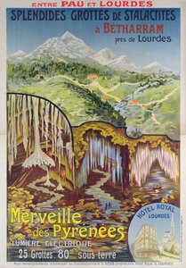 Poster Advertising the Betharram Caves, Wonders of the Pyrenees, Between Pau and Lourdes, c.1900 by School French