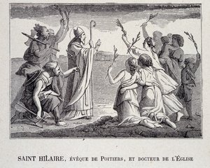 Saint Hilaire, Bishop of Poitiers and Doctor of the Church who died in 367 by School French