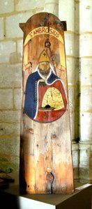 Beehive with an image of St. Ambrose