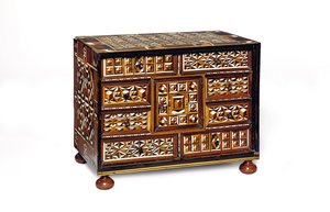 South German marquetry table cabinet