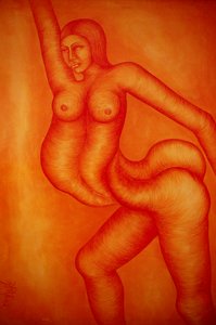 Acrylic Painting on Canvas Fusion Female