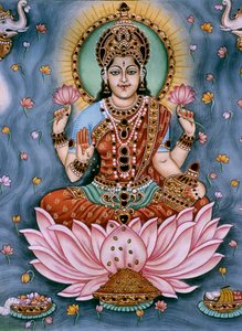 Goddess Lakshmi Miniature Painting on Paper