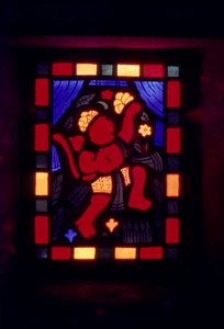Lord Bajrangbali on Stained Glass India by School Indian