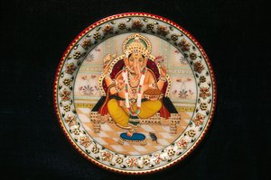 Lord Ganesh Ganpati Miniature Painting on Paper by School Indian
