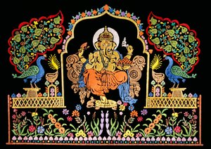 Lord Ganesha Ganpati Embroidery Work on Velvet