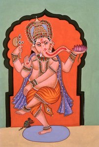 Miniature Painting of Elephant Headed God Ganesh Ganpati