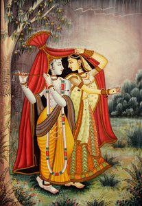 Radha Krishna in Monsoon by School Indian