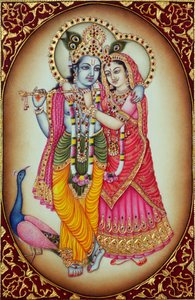Radha Krishna Miniature Painting on Ivory by School Indian