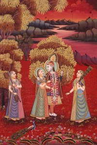 Radha Krishna Miniature Painting on Silk