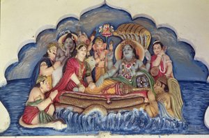 Vishnu Narayana, floating on Sheshanaga by School Indian