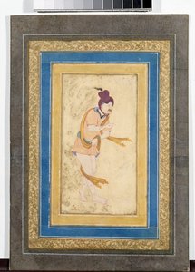 Portrait of an Iranian Master Dervish - Painted Miniature, Watercolour, Gouache, and Gold on Cardboard (Early 17th Century)