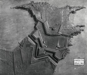 A Relief Map of the Venetian Fortress at Spinalonga, Crete in 1619 by School Italian