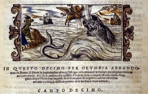 Scene of the chivalrous poem of Orlando Furioso (The Furious Roland) by Ludovico Ariosto