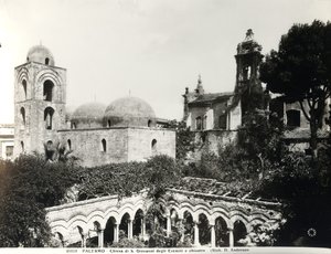 View of the east end of the church, constructed in 1132-48 by King Roger II (d.1154) of Sicily and the cloister constructed in the 13th century by School Italian