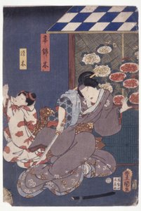 Child Someki Pleading; Mother Falling Back With Sword