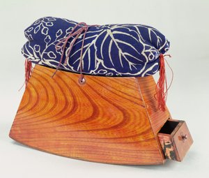 Headrest with a Cushion and Drawer by Japanese School