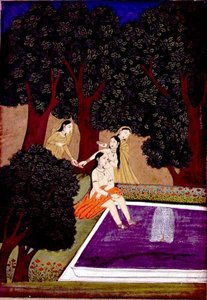 A lady at a pool, Johnson Album IX by School Mughal