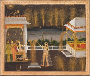Ladies Celebrating Diwali, c.1760 by School Mughal