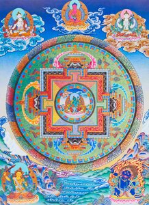 Green Tara Mandala depicting the maternal protector from all dangers in the ocean of existence by School Nepalese