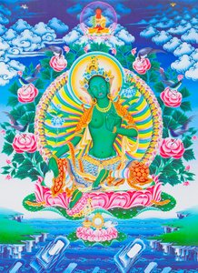 Image Depicting the Green Tara, the Maternal Protector from All Dangers in the Ocean of Existence by School Nepalese