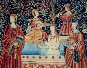 Curtain of the Lordship Life: the Bath (detail) by School Netherlandish