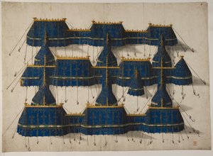 Design for a royal pavilion in blue and gold, c.1520 by School Netherlandish