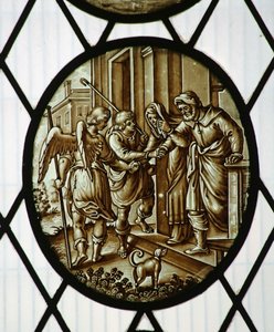 Roundel: Tobias departs with the angel, probably 19th century by School Netherlandish