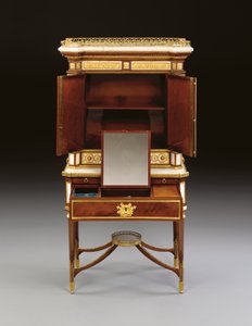 A Russian Ormolu-Mounted White Marble and Mahogany Bonheur du Jour, c.1790