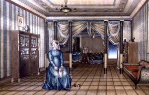 A Spinster in a Neo-Classical Sitting Room Interior by School Russian