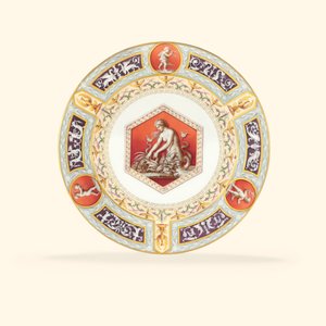 A porcelain dinner plate from the Raphael Service, the centre depicting a mermaid