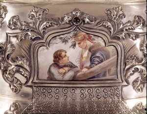 En Plein enamelled plaque from Russian silver centrepiece, late 19th century