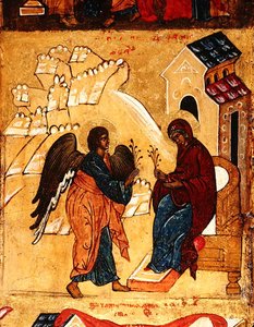 Icon depicting the Annunciation (detail) by School Russian