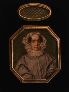 Portrait of Praskovya Mikhailovna Tolstaya (1777-1844), with a Latticed Lock of Her Hair, c.1844 by School Russian