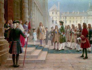 Tsar Peter the Great Welcomed by Louis XV as a Child in Versailles in 1717