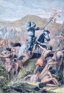 Hernan Cortes at the Battle of Otumba, Mexico