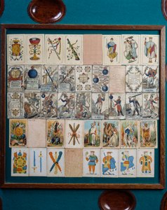 Playing cards, Detail from Catalan card table, Spain by School Spanish