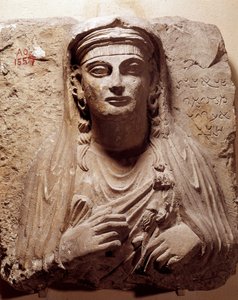 Eastern antiquity: burial bust of Saba. From Palmyra. 2nd-3rd century. Paris, Louvre Museum by School Syrian