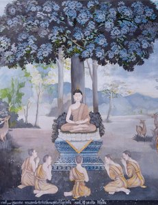 Fresco depicting a scene from the life of Buddha, Wat Phra That Doi Suthep temple by School Thai