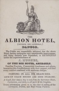 Advertisement for the Albion Hotel, Bangor, North Wales