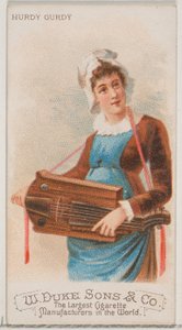 Hurdy Gurdy, from the Musical Instruments series N82 for Duke brand cigarettes, 1888 by Schumacher and Ettlinger
