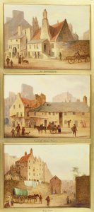 Canongate, Foot of West Port and Calton, detail from Edinburgh: Nine Views of the Old Town by Scottish School