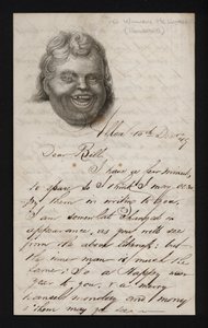 Letter Written on Writing Paper Bearing the Face of a Laughing Man by Scottish School