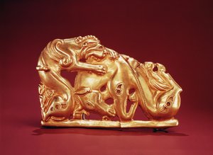 Plaque depicting a Griffin attacking a Horse